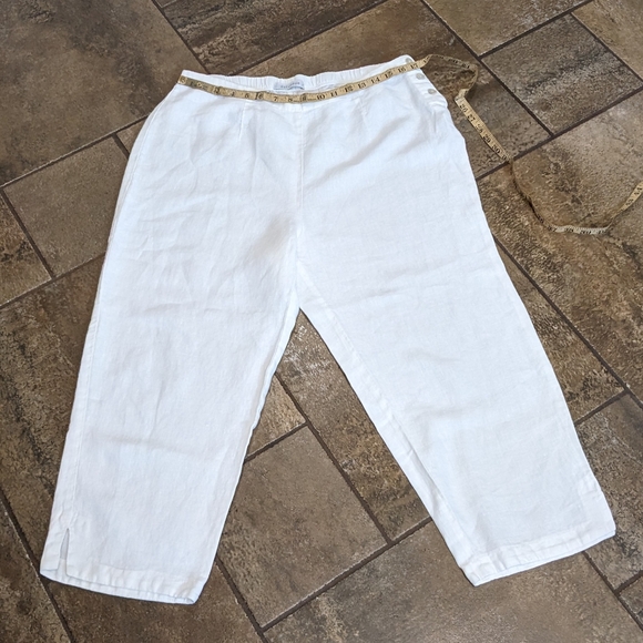 Cut Loose Laggenlook Linen Cropped Wide Leg Pants Size L White. - Picture 4 of 16